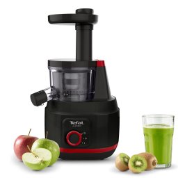 Storcator de fructe si legume Tefal ZC150838 Juiceo, 150 W, 80 Rpm, presare la rece, Rosu/Negru