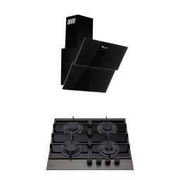 Pachet Hota Decorativa Tornado Blaze Touch Free 1100 (60) LED, 1 motor Turbo, latime 60 cm, 4 viteze, absorbtie 1100 m3/ora, Negru/Sticla +Plita incorporabila Tornado Eclipse, autoaprindere integrata,latime 60 cm, Dark Inox