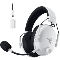 Casti gaming wireless Razer Blackshark V3, microfon unidirectional, THX Spatial audio, izolare fonica activa, sistem sunet 7.1, frecventa 20 - 28000, autonomie 70 ore, alb
