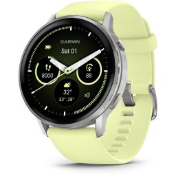 Ceas Inteligent Garmin Venu 4, 45mm, AMOLED, GPS, Wi-Fi, silicon, Argintiu-Citron