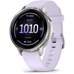 Ceas Inteligent Garmin Venu 4, 41mm, AMOLED, GPS, Wi-Fi, silicon, Argintiu-Lila