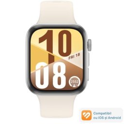 Smartwatch HUAWEI Watch Fit 4, Ecran AMOLED 1.82 inch, Bluetooth, 5 ATM, Curea Fluoroelastomer, Alb