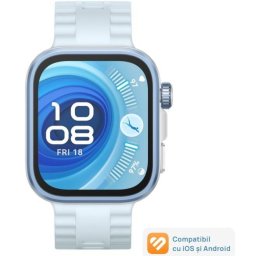 Smartwatch HUAWEI Watch Fit 4 Pro, Ecran AMOLED 1.82 inch, Bluetooth, ECG, 5 ATM, Curea Fluoroelastomer, Albastru