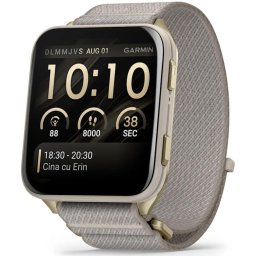 Ceas inteligent Garmin Venu X1, 51.2 mm, AMOLED, spate din titan si curea din nailon, Gri