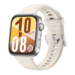 Ceas inteligent Huawei Watch Fit 4, 1.82 inch, AMOLED, corp argintiu si curea din fluoroelastomer, Alb