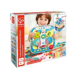 Set de joaca constructie roti zimtate Hape in cutie depozitare 123 piese