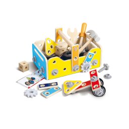 Set de joaca cutie cu unelte de construit Hape 83 piese