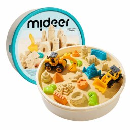Nisip Kinetic Magic, Set Joaca cu Forme de Modelaj, 2 Kg Nisip Hidrofob, 25 de Accesorii, Magic Sand Play, MiDeer