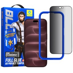 Folie de protectie Ecran Privacy Blueo Anti Peep AR pentru Apple iPhone 18 Pro Max, Sticla Securizata, Full Glue, 3D
