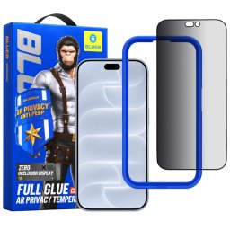 Folie de protectie Ecran Privacy Blueo Anti Peep AR pentru Apple iPhone 18 Pro, Sticla Securizata, Full Glue, 3D