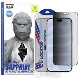 Folie de protectie Ecran Privacy Blueo Premium Sapphire Applicator pentru Apple iPhone 18 Pro, Sticla Securizata, Full Glue