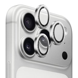 Folie de protectie Camera Spate Blueo Metal Frame Glitter pentru Apple iPhone 18 Pro / 18 Pro Max, Sticla Securizata, Argintie