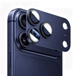 Folie de protectie Camera Spate Blueo Integrated Metal pentru Apple iPhone 17 Pro Max, Sticla Securizata, Albastra Inchis