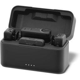 Kit Microfon Wireless pentru Camera Video de Actiune Gopro AWMIC-010-EU 2 Transmitatoare + 1 Receptor + Carcasa de Incarcare Negru