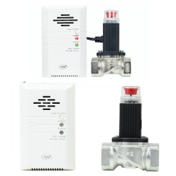 Pack 2 pcs PNI Safe House 400 Kit Gas Sensor & Solenoid Valve 3/4 Inch,Audible & Light Alarm,85dB,Detects Natural Gas,Methane Gas (CH4)