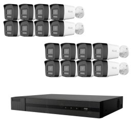 Sistem supraveghere video IP HiLook 16 camere 6MP pentru curte,depozite si spatii comerciale,Iluminare duala 30m,Microfon si difuzor,Alarma activa,Detectie inteligenta,NVR 16 canale,Vizualizare de pe telefon