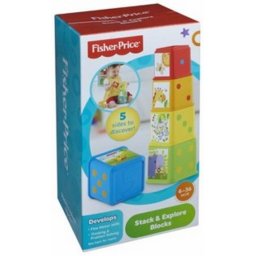 Cuburi stivuibile educative Fisher-Price pentru bebelusi 6+ luni