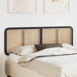 Tablie cap cu headboard Negru 160 x 55 x 3 cm Ratan GartenMobel Dekor