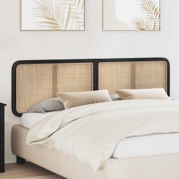 Tablie cap cu headboard Negru 180 x 55 x 3 cm Ratan GartenMobel Dekor