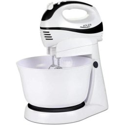 Mixer cu bol rotativ ADLER AD 4206, 300 W, Bol 2.5 l, 5 Viteze + Turbo, Alb/Negru