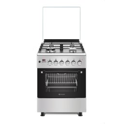Aragaz mixt Novacook Exclusive Line 60, 4 arzatoare gaz, cuptor electric, WOK, rotisor, ghidaje telescopice, 60 cm, Inox