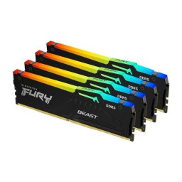 Kit Quad Memorie RAM Kingston FURY Beast RGB, Capacitate 64GB DDR5 (4x16 GB), Frecventa 6000 MHz, CL - 40, Negru