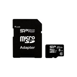 Card de memorie Silicon Power Elite, 8 GB, microSDHC, UHS-I, Clasa 10 + Adaptor SD
