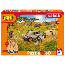 Puzzle Schmidt: Lumea salbatica, in savana, 150 piese + Cadou: figurina pui de leu