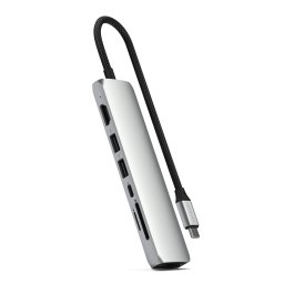 Hub USB-C Satechi Slim 7-in-1, HDMI 4K/60 Hz, Gigabit Ethernet, argintiu