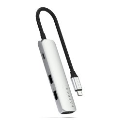 Hub USB-C Satechi Slim 4-in-1, HDMI 4K, USB-C PD, argintiu