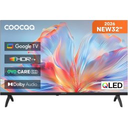 Televizor QLED Coocaa, 80 cm, HD, Smart Google TV, HDR10, Dolby Audio, Negru