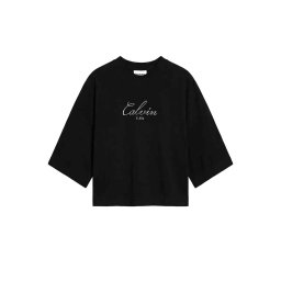 CALVIN KLEIN T-Shirt Boxy Crop Script Logo LV047H818G UB1 black