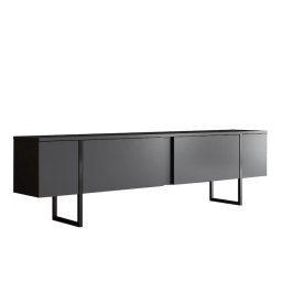 Luxe comoda TV 180x30x50 cm, PAL, 2 usi, rafturi, picioare metal, negru si antracit - Verificat A · Re-Bloom