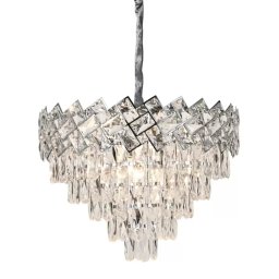 Candelabru din cristal Windsor Eleganza, 8xE14, crom lucios, diametru 39 cm