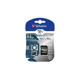 Card de memorie Verbatim Pro microSDXC 64GB Clasa 10 + Adaptor SD