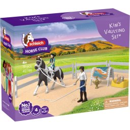Set de Joaca Schleich Horse Club Kim's Voltigier Set 42799 Figurina Cal 2 Figurine Articulate Accesorii Detasabile Catelus 5-12Ani Multicolor