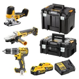 Set mașini DeWalt DCK329P2T – 3 scule 18 V, 2 acumulatori 5 Ah, cutii TSTAK