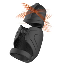 Rebel Cock Vibrator with Elliptical Moving Glans Stimulator Black