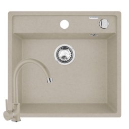 Set Chiuveta Pyramis Granit Camea 53x50Cm si Baterie Eco Bello Beige