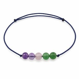 Bratara cu ametist, cuart roz si aventurin, sfere 6mm, nod culisant