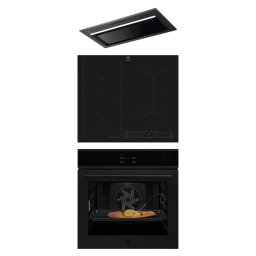 Pachet incorporabil Electrolux - Cuptor electric EOB9S3XT, Gatire cu abur, 70 l, AI Assist + Plita inductie EIS62453IZ, Sense Boil, Booster + Hota LFG916K, AuroraTech, 680 mc/h