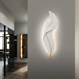 Aplica LED de perete Pena 18W, 45 cm, alb-auriu, pentru interior