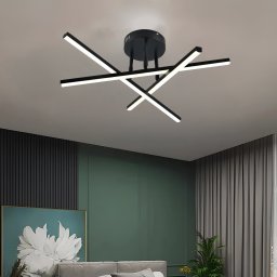 Lustra LED 40W cu telecomanda, 3 elemente liniare, dimabila, negru