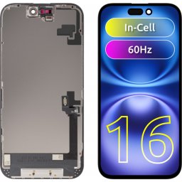 Display cu Touchscreen ZY pentru Apple iPhone 16, cu Rama, Versiune LCD In-Cell, Negru