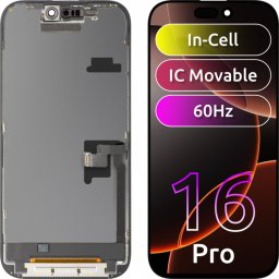 Display cu Touchscreen ZY pentru Apple iPhone 16 Pro, cu Rama, Versiune LCD In-Cell IC Movable, Negru