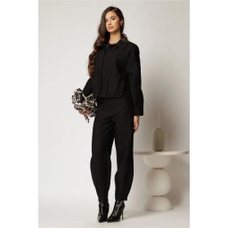 Compleu negru casual format din jacheta si pantaloni