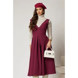 Sarafan DY Fashion midi magenta cu croi clos si pliuri
