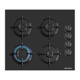 Plita incorporabila Pyramis 5335B Gaz 4 arzatoare Black Glass