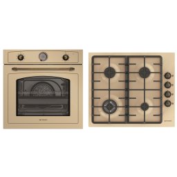Pachet Cuptor Incorporabil + Plita Pyramis Rustic 733070 3378W 73L Analog Clasa A Bej