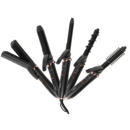 Set de Coafat Adler 5-in-1 Invelis Ceramic Ondulator Placa de Indreptat Negru